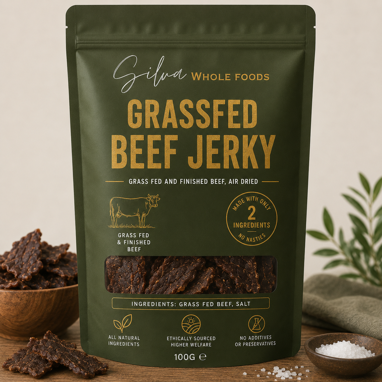 Grass Fed Beef Jerky | High Protein Natural Snack | 100g