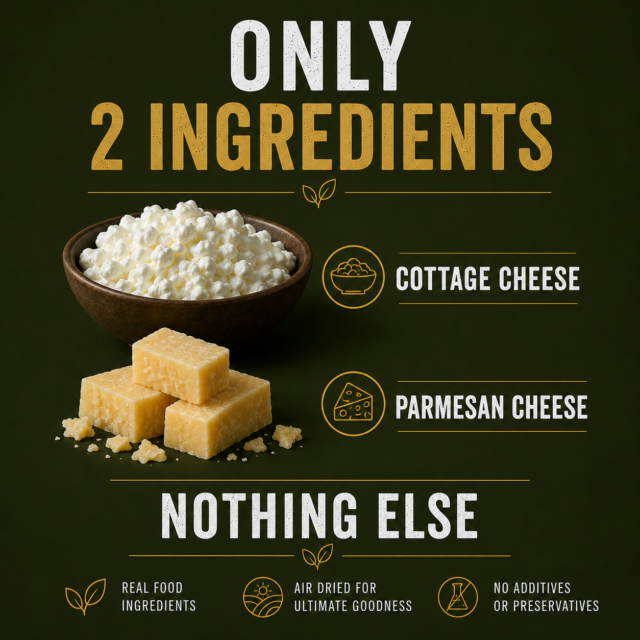Cottage Cheese & Parmesan Flakes | High Protein Air Dried Snack | 100g