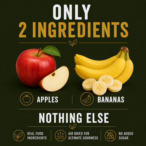 Dried Apple & Banana Fruit Snacks | Naturally Sweet Air Dried Snack | 100g