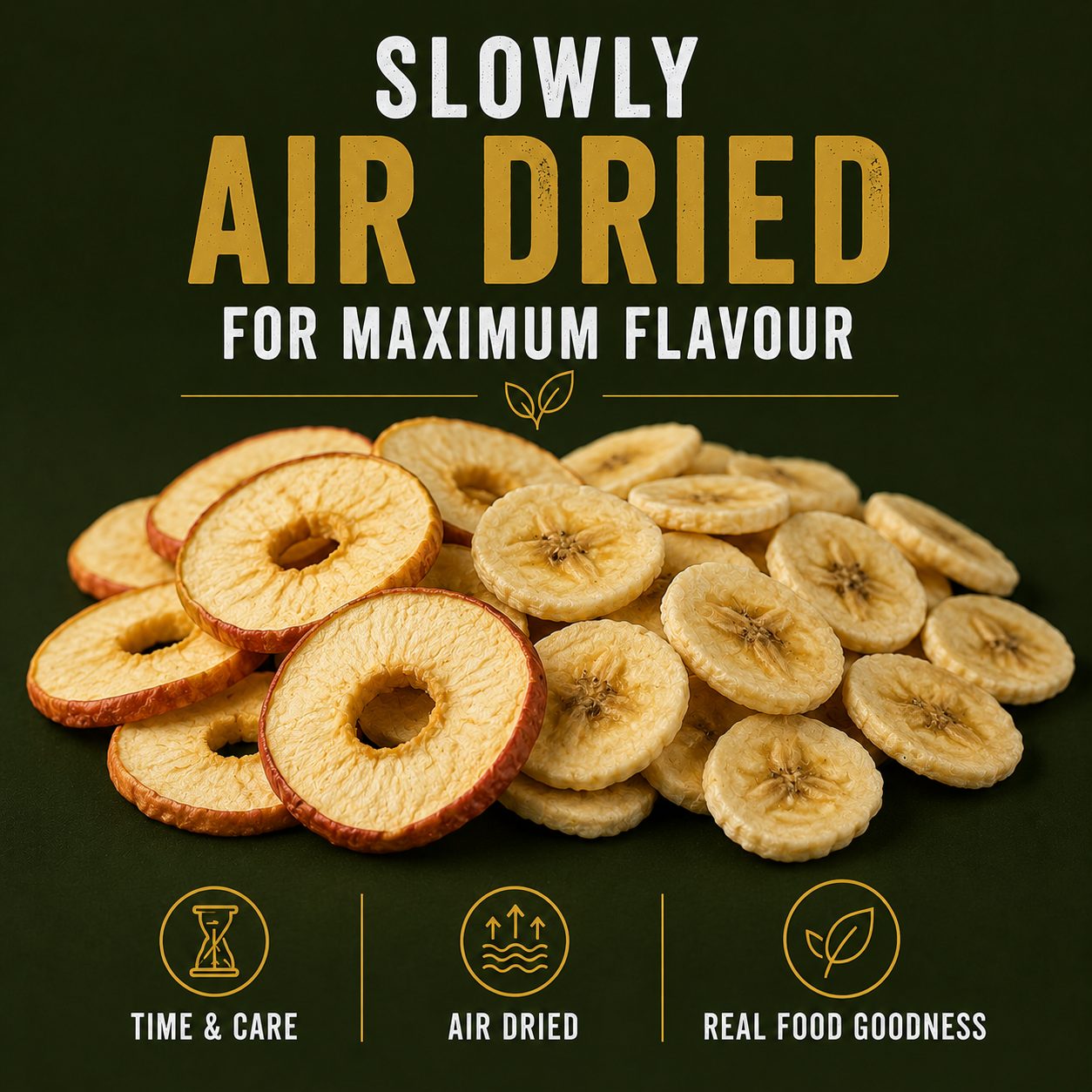 Dried Apple & Banana Fruit Snacks | Naturally Sweet Air Dried Snack | 100g